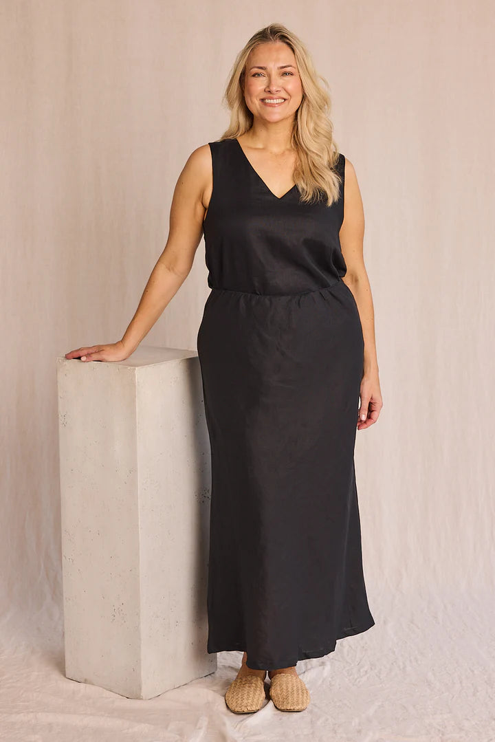 Katie Bias Cut Linen Skirt