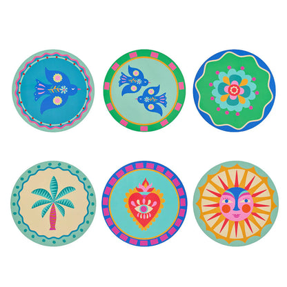 Cork Backed Coaster - Fiesta 6pc