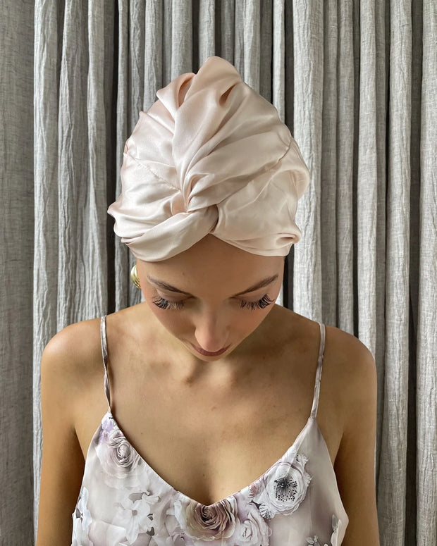 SILK SLEEP HAIR TURBAN - Peony Pink