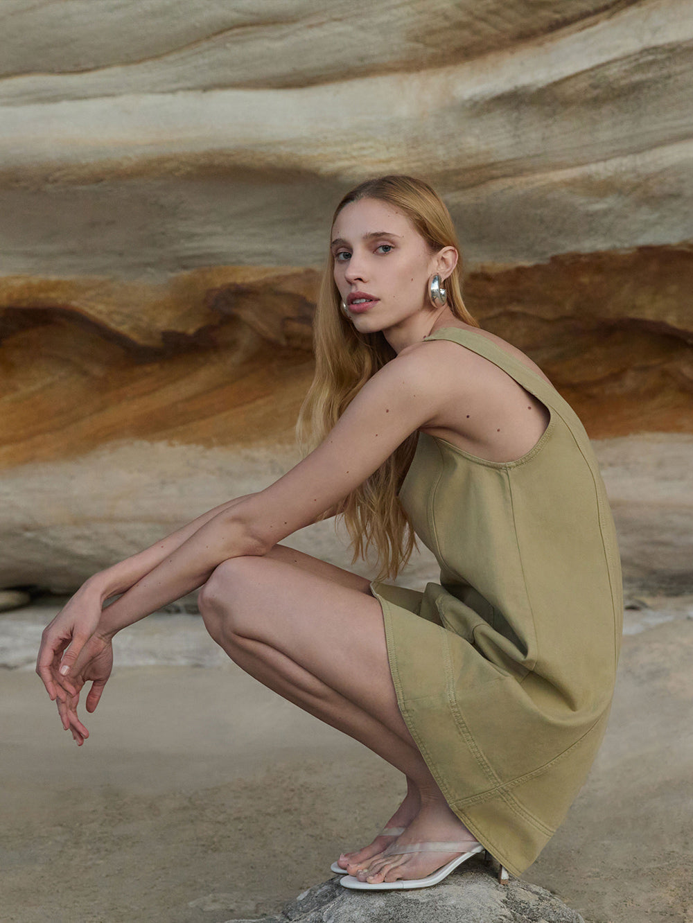 Kivari IIaria Denim Mini Dress - Olive