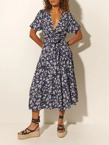 Jeanne Tie Front Midi Dress - Lulu & Daw - Kivari - dress, kivari - Lulu & Daw - Australian Fashion Boutique