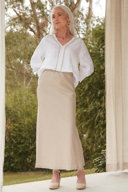 Katie Bias Cut Linen Skirt