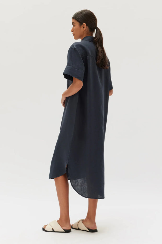 Linen Shirt Dress - True Navy - Lulu & Daw - Assembly Label - 100% Linen, assembly label, dress - Lulu & Daw - Australian Fashion Boutique
