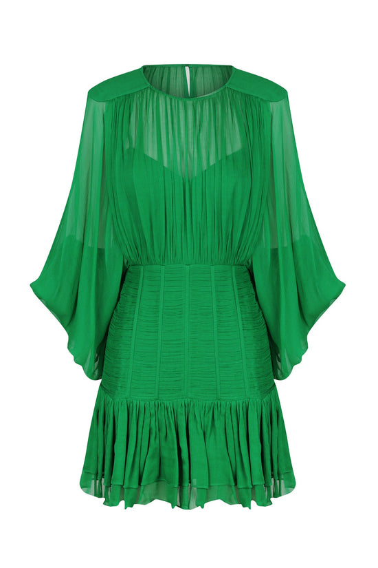 Malina Ruched Panelled Mini Dress - Tree Green - Lulu & Daw - Shona Joy - dress - Lulu & Daw - Australian Fashion Boutique