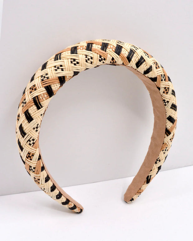 MESSINA  COMO -  Padded Headband (straw w/ black