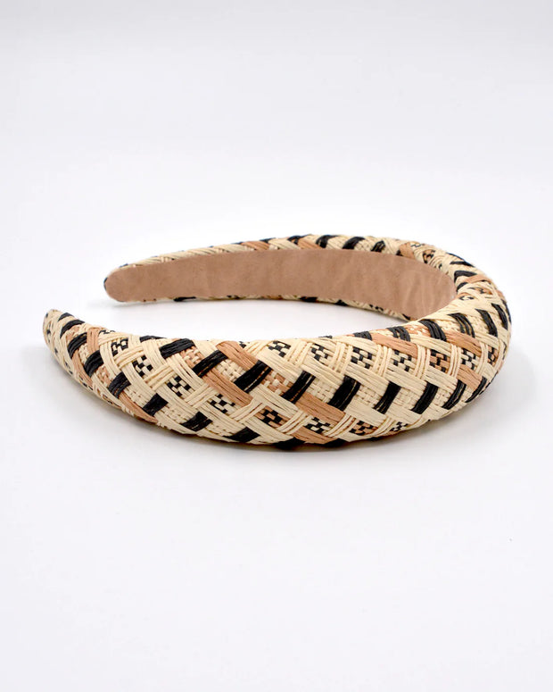 MESSINA  COMO -  Padded Headband (straw w/ black