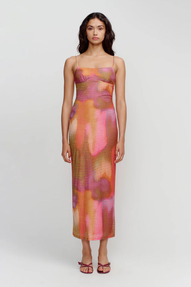 Miro Midi Dress Rainbow Blur