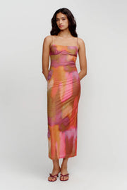 Miro Midi Dress Rainbow Blur