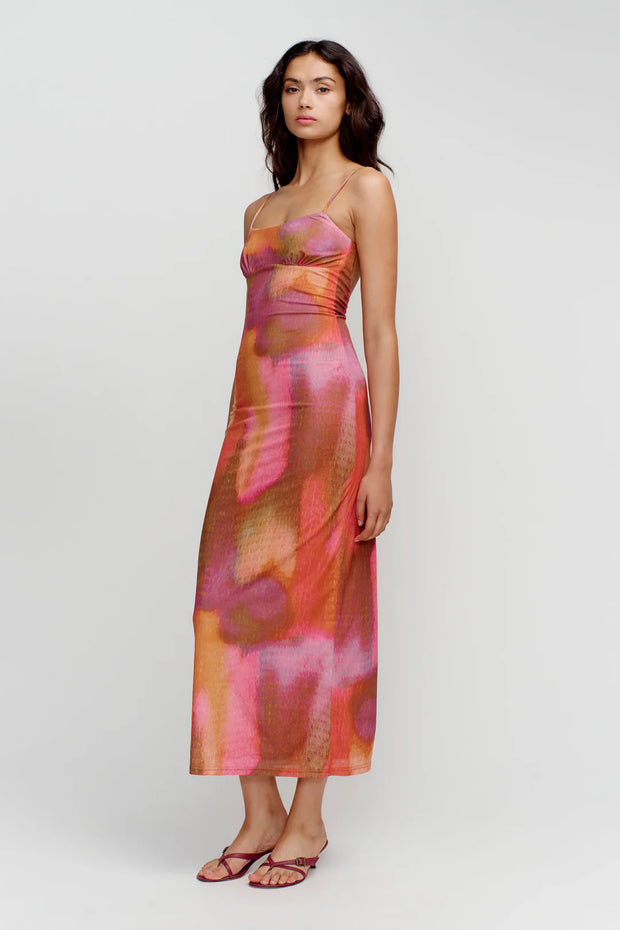 Miro Midi Dress Rainbow Blur