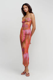 Miro Midi Dress Rainbow Blur