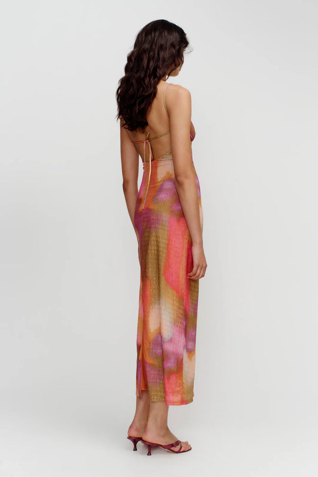 Miro Midi Dress Rainbow Blur