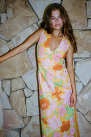 Paige Midi Dress Orange Tropic - Lulu & Daw - Ownley - cotton, linen - Lulu & Daw - Australian Fashion Boutique