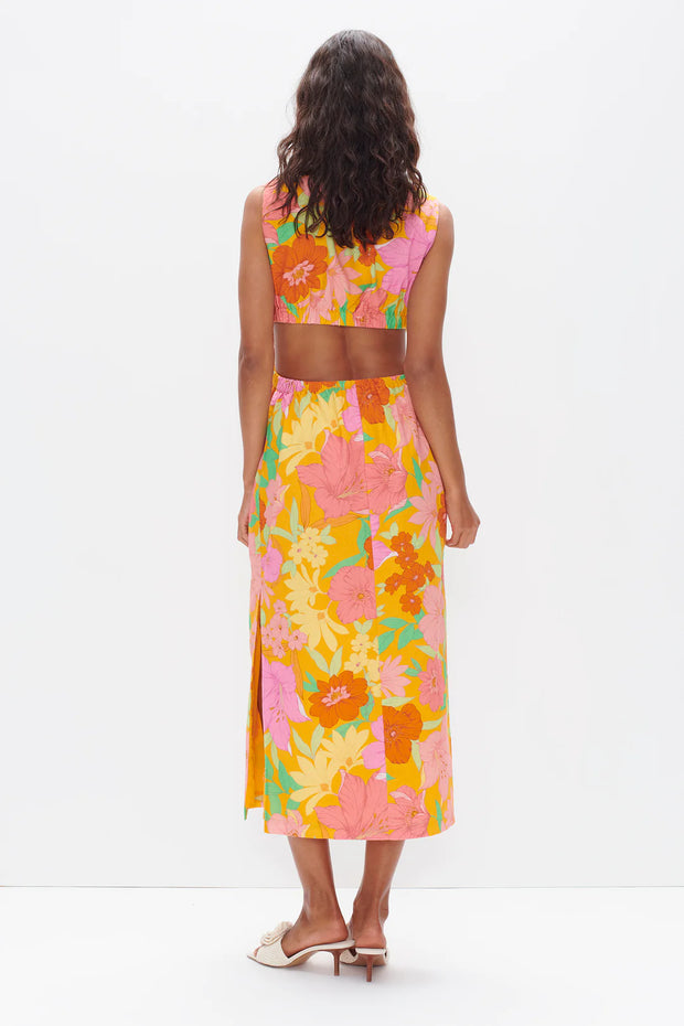 Paige Midi Dress Orange Tropic - Lulu & Daw - Ownley - cotton, linen - Lulu & Daw - Australian Fashion Boutique