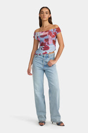 Pamela Off Shoulder Top Patchwork-  Bouquet