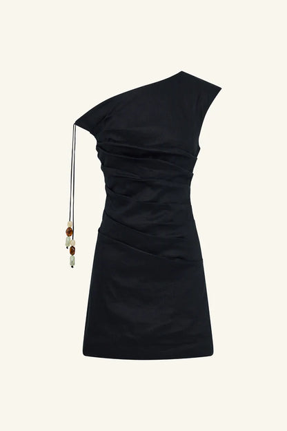 Kasbah Draped Mini Dress - Black