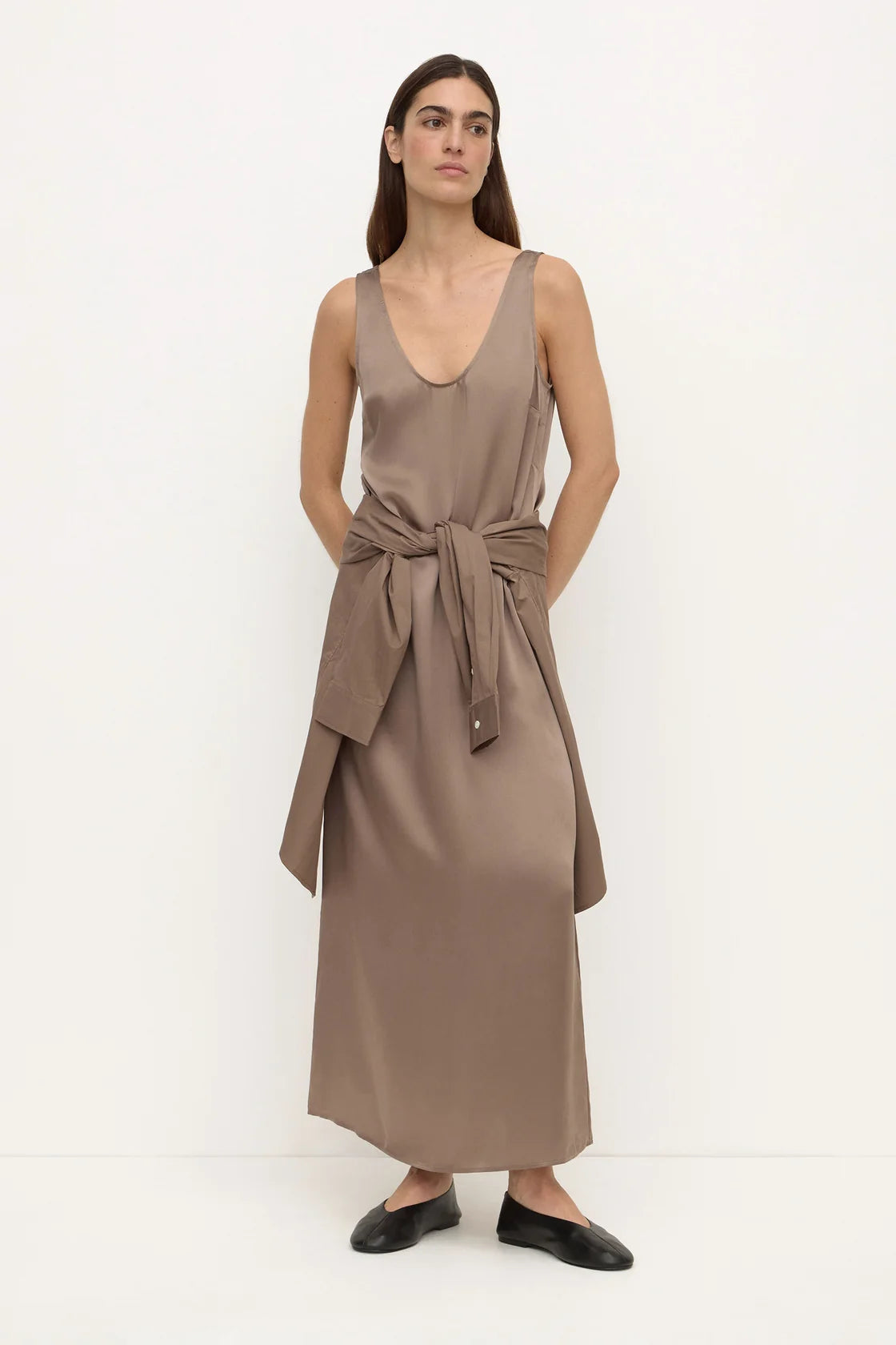 Assembly Label Pippa Silk Tank Dress - Dark Sand