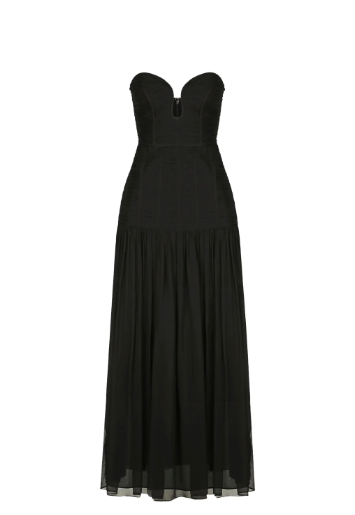 Strapless Ruched Midi Dress - Black - Lulu & Daw - Shona Joy - dress - Lulu & Daw - Australian Fashion Boutique