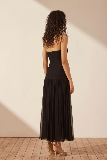 Strapless Ruched Midi Dress - Black - Lulu & Daw - Shona Joy - dress - Lulu & Daw - Australian Fashion Boutique