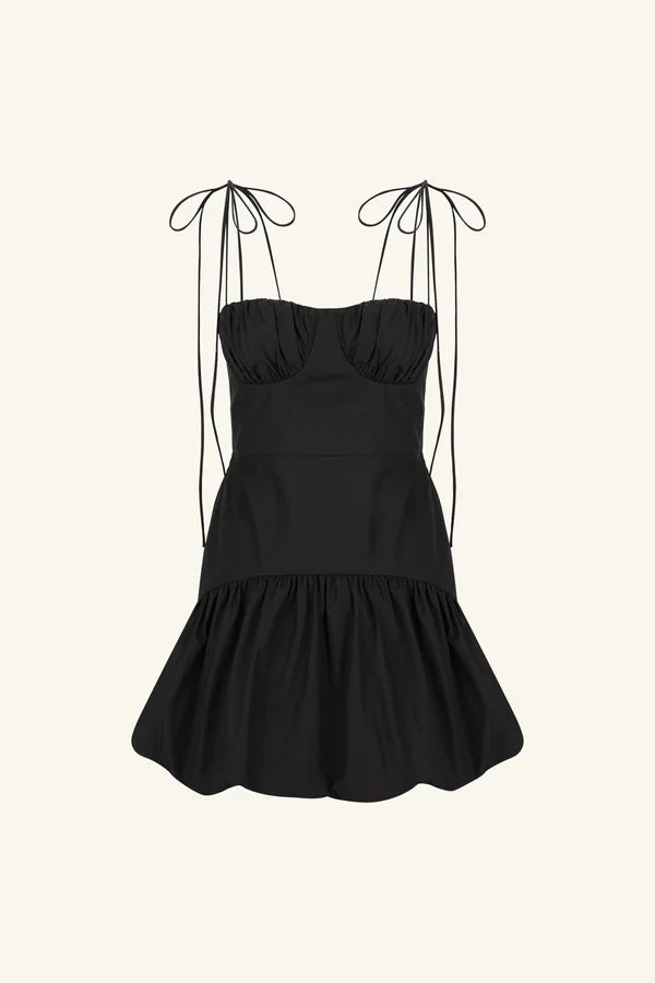 Maiori Gathered Bubble Mini Dress - Black