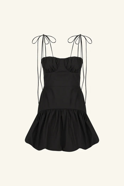 Maiori Gathered Bubble Mini Dress - Black