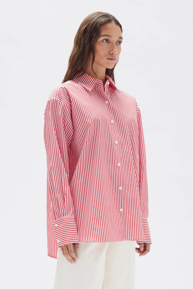Signature Poplin Shirt - Redwood/white - Lulu & Daw - Assembly Label - 100% Cotton, new arrivals, new arrvials, shirts - Lulu & Daw - Australian Fashion Boutique