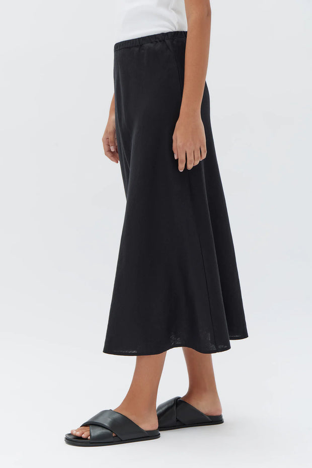 Stella Linen Bias Skirt Black - Lulu & Daw - Assembly Label - assembly label, linen, new arrvials, skirt, skirts - Lulu & Daw - Australian Fashion Boutique