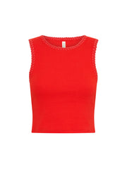 Tallulah High Neck Crop Tank - Red