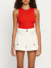 Tallulah High Neck Crop Tank - Red