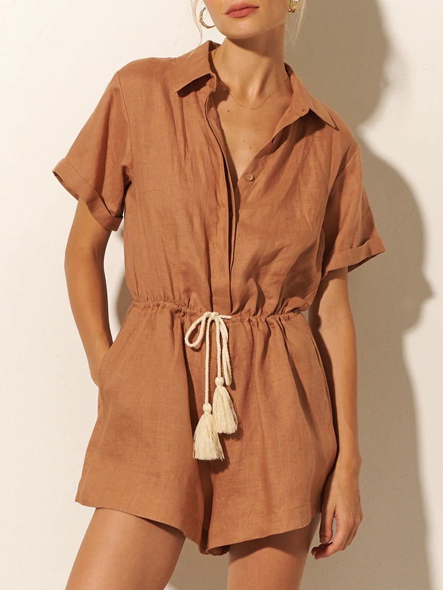 Tully Playsuit - Mocha - Lulu & Daw - Kivari - dress, dresses, kivari - Lulu & Daw - Australian Fashion Boutique