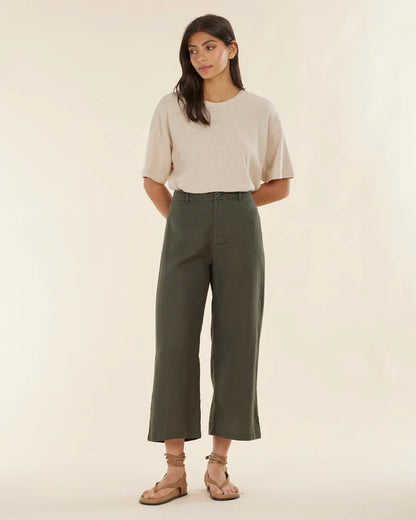 Barossa Linen Pant - Moss