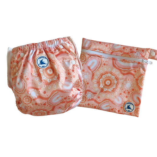 SWIM NAPPY & MINI WET BAG COMBO~ COMMUNITY CONNECTED TO LAND