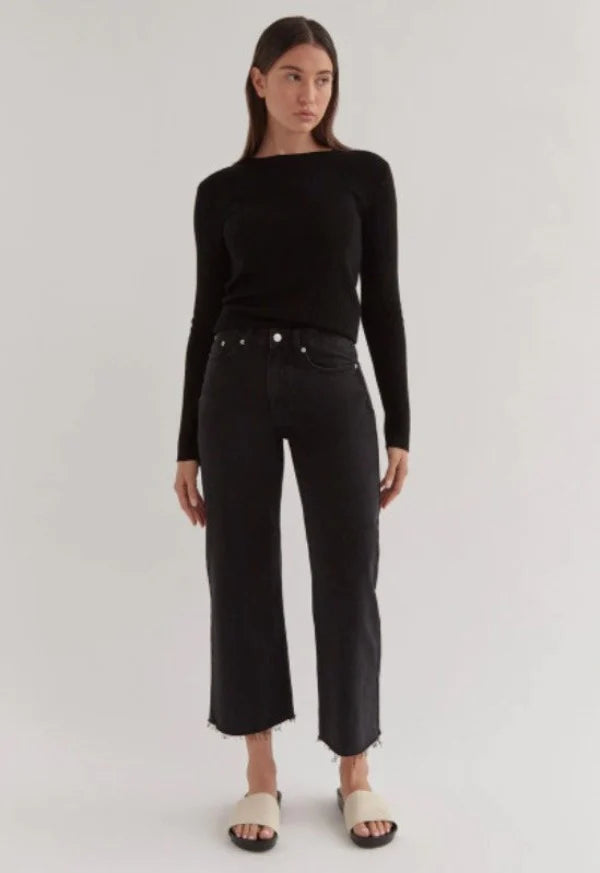 High Waist CROPPED Jean Washed Black - Lulu & Daw - Assembly Label - assembly label - Lulu & Daw - Australian Fashion Boutique