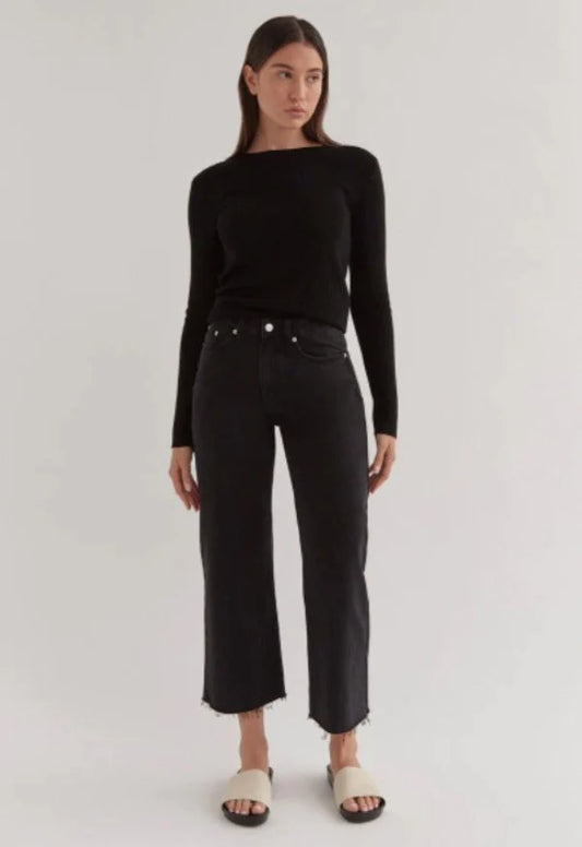 High Waist CROPPED Jean Washed Black - Lulu & Daw - Assembly Label - assembly label - Lulu & Daw - Australian Fashion Boutique