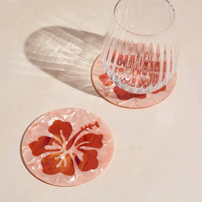 Hibiscus Acetate Coasters