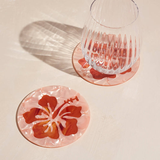 Hibiscus Acetate Coasters