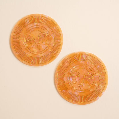 Sol Coasters in Peach Acetate