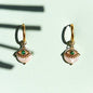Green Eye Huggie Hoops