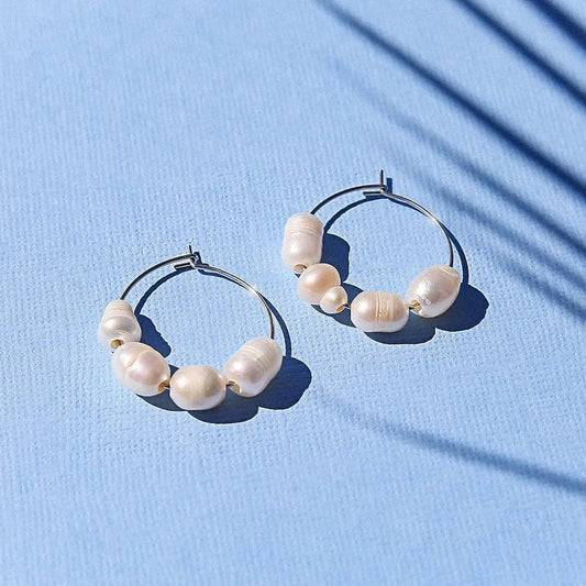 Small Silver Freshwater Hoops
