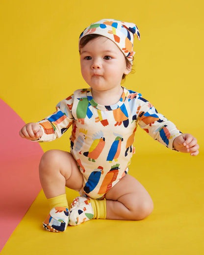 Flamin' Galahs Long Sleeve Bodysuit - Lulu & Daw - Halcyon Nights - childrenswear, new arrivals, new arrvials - Lulu & Daw - Australian Fashion Boutique