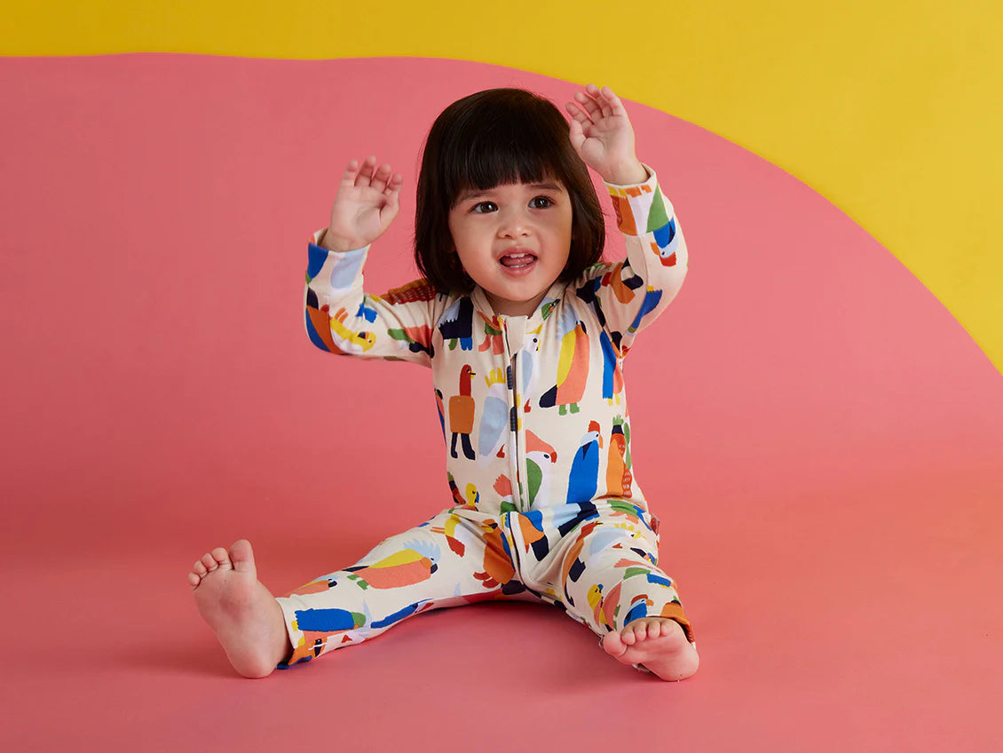 Flamin' Galahs Long Sleeve Romper - Lulu & Daw - Halcyon Nights - childrenswear, halcyon nights, new arrvials - Lulu & Daw - Australian Fashion Boutique