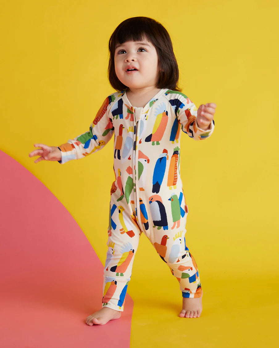 Flamin' Galahs Long Sleeve Romper - Lulu & Daw - Halcyon Nights - childrenswear, halcyon nights, new arrvials - Lulu & Daw - Australian Fashion Boutique