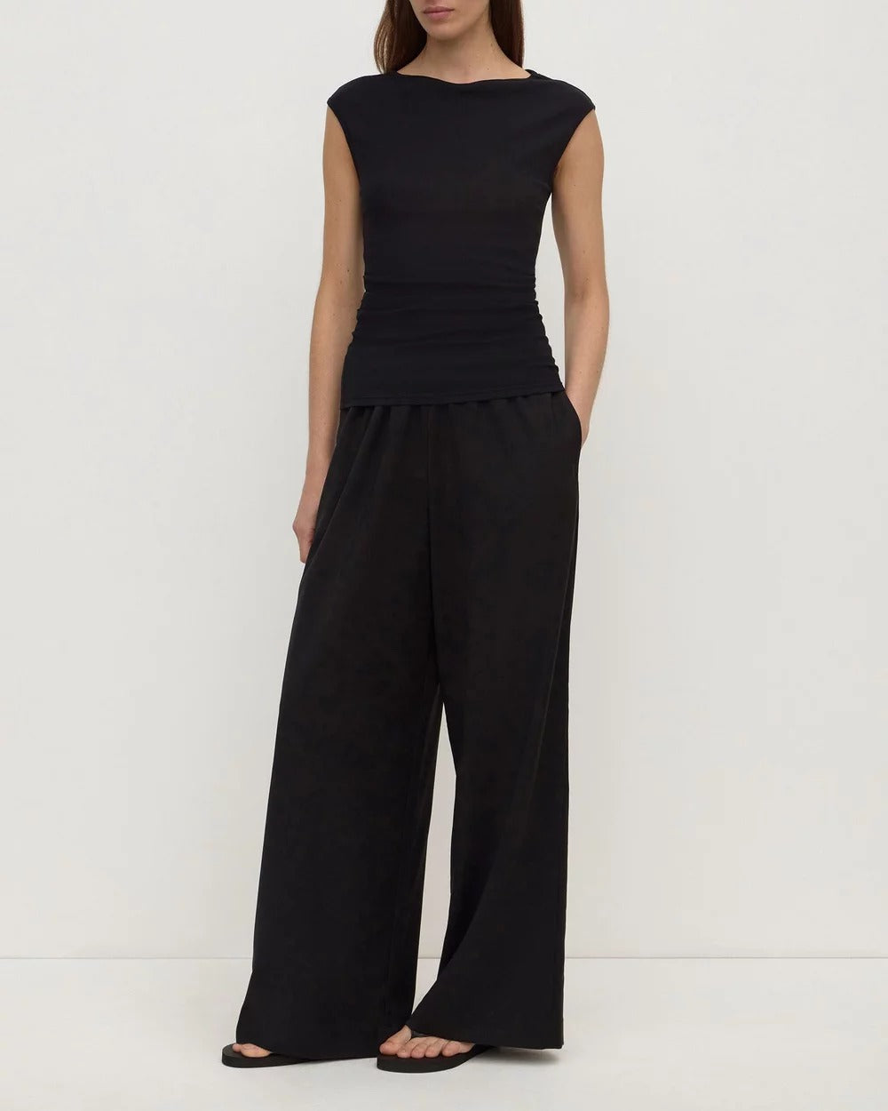 Assembly Label Mika Capped Sleeve Top - Black