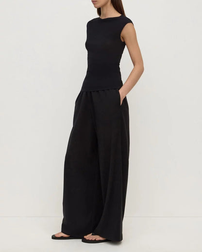 Assembly Label Mika Capped Sleeve Top - Black