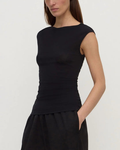 Assembly Label Mika Capped Sleeve Top - Black