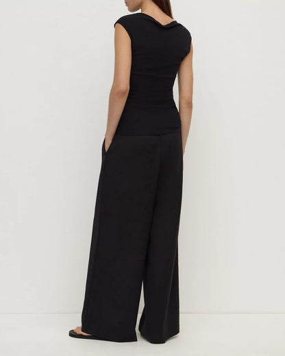 Assembly Label Mika Capped Sleeve Top - Black