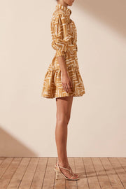 Shop Imani Long Sleeve Mini Dress - Ivory/Ginger | Australian Tropical Fashion | Lulu & Daw Darwin Boutique - Australian Fashion Boutique