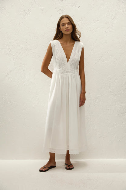 Faithfull The Brand Dalila Midi Dress - Antique White