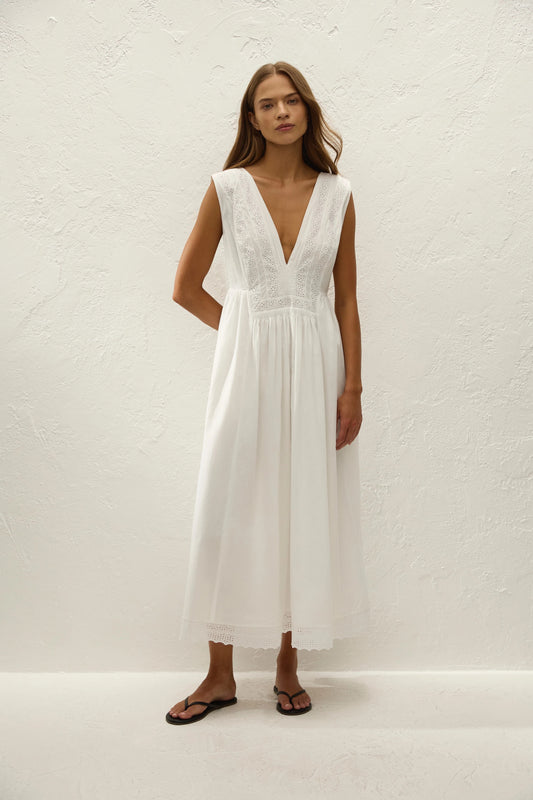 Faithfull The Brand Dalila Midi Dress - Antique White