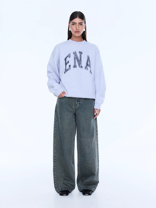 Ena Pelly Mila Oversized Sweater - Mid Grey Marble