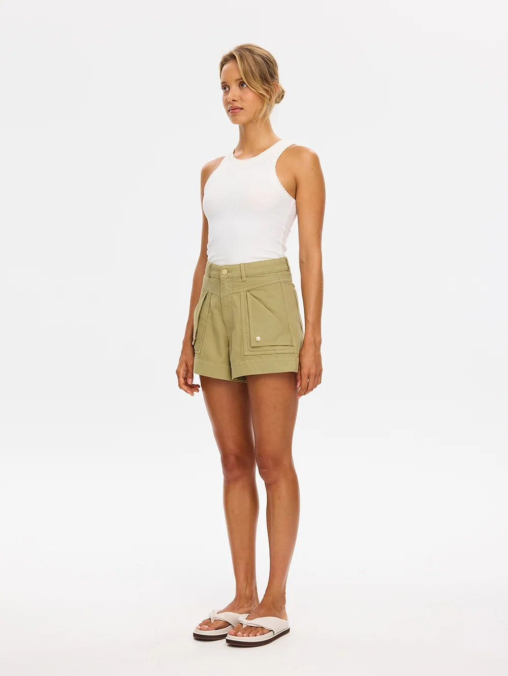 Kivari Celene Denim Short - Olive